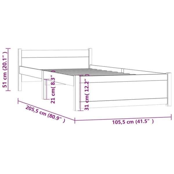 vidaXL Sengeramme heltre 100x200 cm