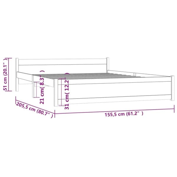 vidaXL Sengeramme heltre 150x200 cm King Size