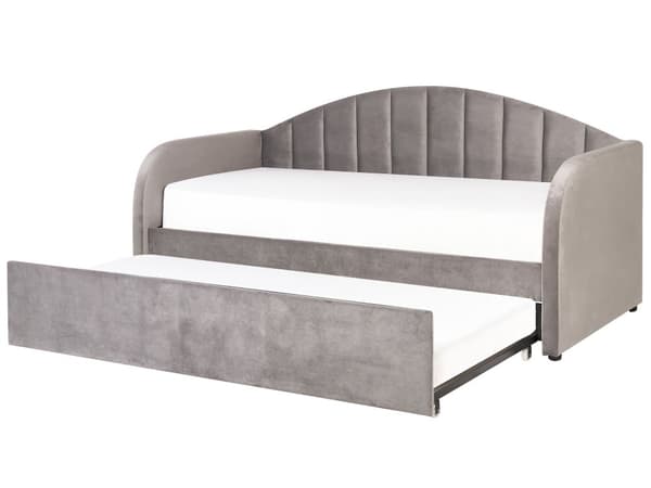 Seng Grå Velour 90 x 200 cm med Ramme Polstret Moderne Glamourøs til Gæsteværelse Børneværelse