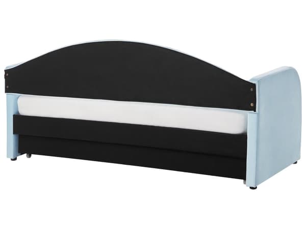 Lyseblå Velour Udtræksseng 90 x 200 cm med Ramme Polstret Moderne Glamourøs Gæsteværelse Børneværelse