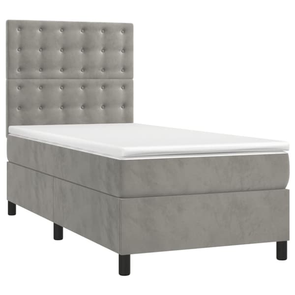 vidaXL Ramsäng med madrass ljusgrå 90x190 cm sammet