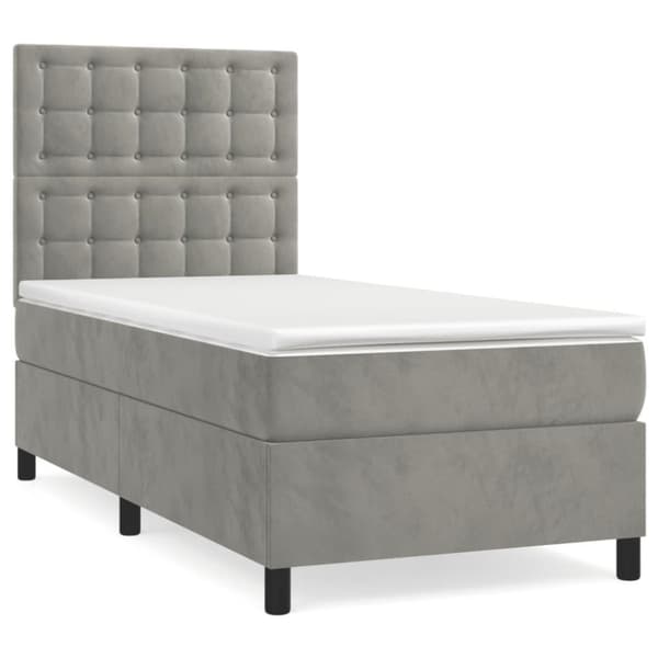 vidaXL Ramsäng med madrass ljusgrå 90x190 cm sammet