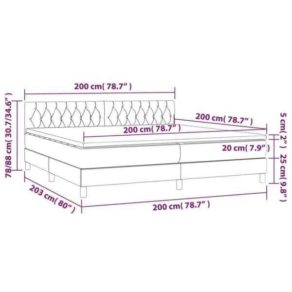 vidaXL Ramsäng med madrass svart 200x200 cm sammet