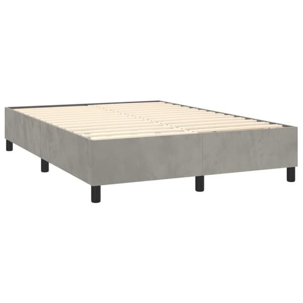 vidaXL Ramsäng med madrass & LED ljusgrå 140x200 cm sammet