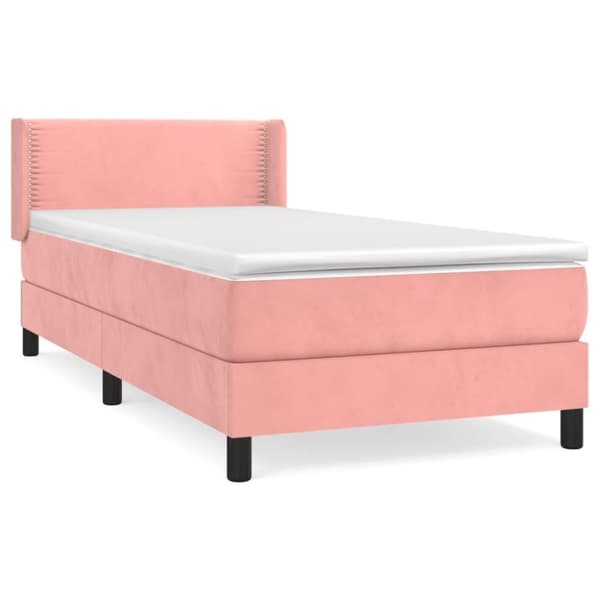 vidaXL Ramsäng med madrass rosa 80x200 cm sammet