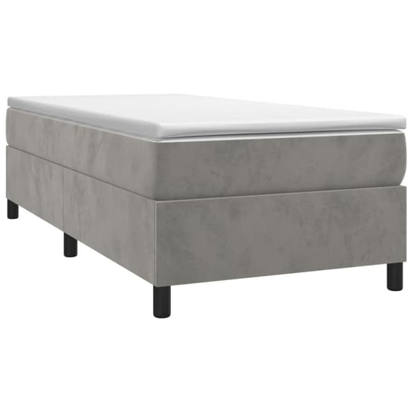 vidaXL Ramsäng med madrass ljusgrå 90x200 cm sammet