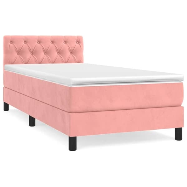 vidaXL Ramsäng med madrass rosa 80x200 cm sammet