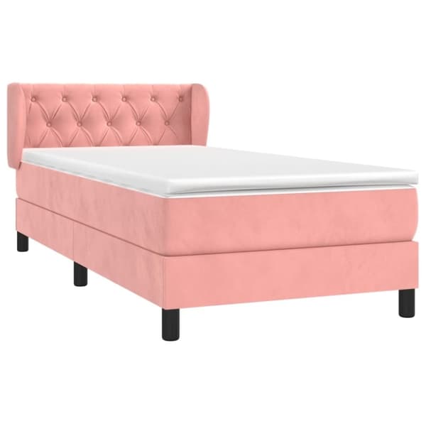 vidaXL Ramsäng med madrass rosa 80x200 cm sammet