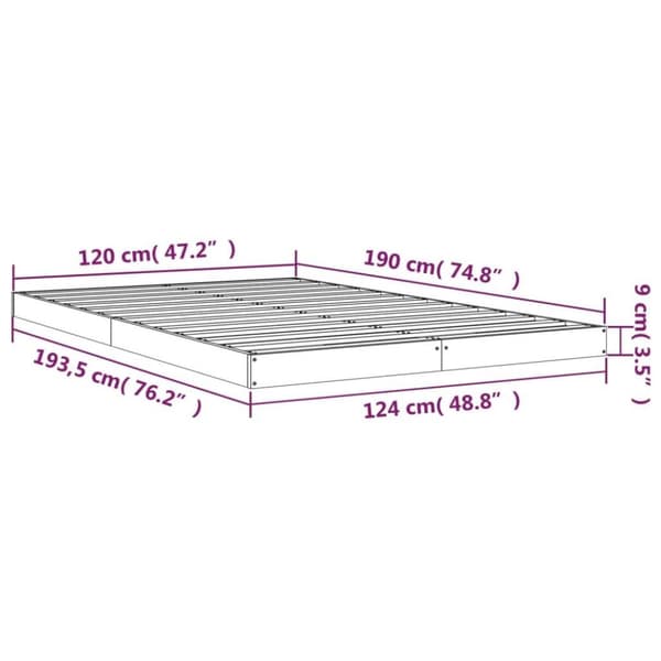 vidaXL sengeramme 120x190 cm massivt fyrretræ