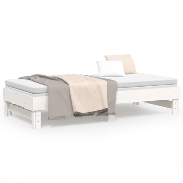 vidaXL daybed med udtræk 2x(75x190) cm massivt fyrretræ hvid