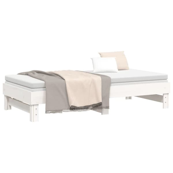 vidaXL daybed med udtræk 2x(75x190) cm massivt fyrretræ hvid