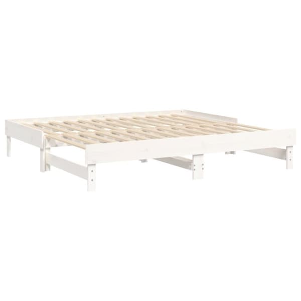 vidaXL daybed med udtræk 2x(75x190) cm massivt fyrretræ hvid