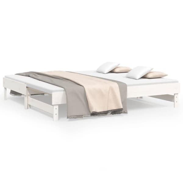 vidaXL daybed med udtræk 2x(75x190) cm massivt fyrretræ hvid