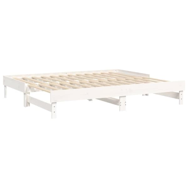 vidaXL daybed med udtræk 2x(80x200) cm massivt fyrretræ hvid