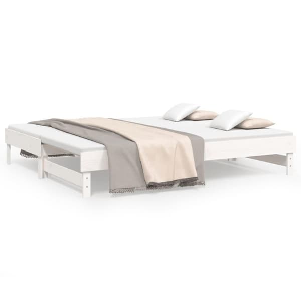 vidaXL daybed med udtræk 2x(80x200) cm massivt fyrretræ hvid
