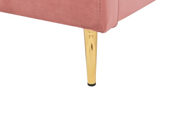 Seng Rosa Fløyel 140 x 200 cm Sengeramme Metallben Lamellbunn Sengegavl Moderne Glamour Soverom
