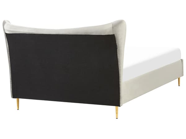 Seng Lysegrå Fløyel 140 x 200 cm Sengeramme Metallben Lamellbunn Sengegavl Moderne Glamour Soverom
