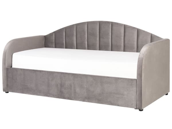 Dagseng Grå Fløyel 90 x 200 cm Lamellbunn Polstret Moderne Glamour Barnerom Gjesterom Barnerom