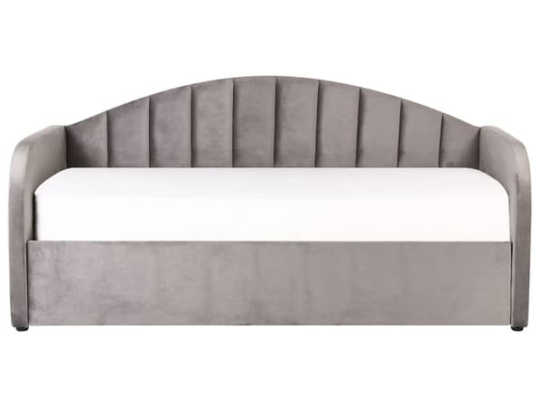 Dagseng Grå Fløyel 90 x 200 cm Lamellbunn Polstret Moderne Glamour Barnerom Gjesterom Barnerom