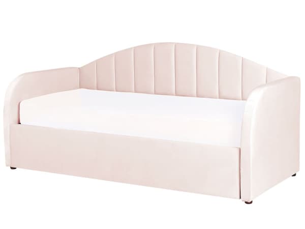 Dagseng Rosa Fløyel 90 x 200 cm Lamellbunn Polstret Moderne Glamour Barnerom Gjesterom Barnerom