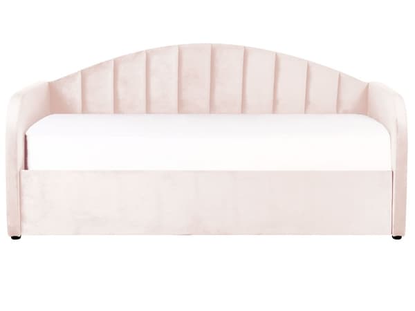 Dagseng Rosa Fløyel 90 x 200 cm Lamellbunn Polstret Moderne Glamour Barnerom Gjesterom Barnerom