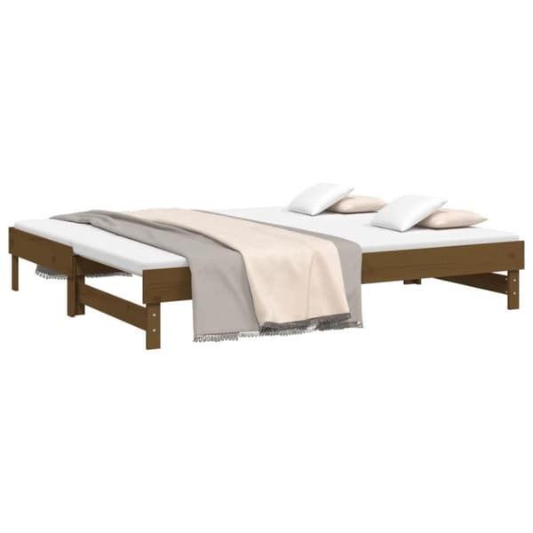 vidaXL Sohvasänky ulosvedettävä hunajanrusk 2x (90x200) cm täysi mänty