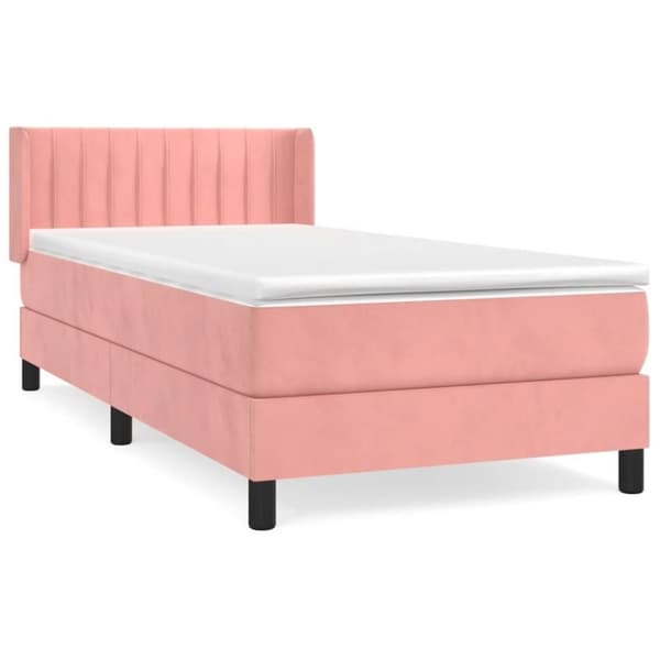 vidaXL Ramsäng med madrass rosa 90x190 cm sammet