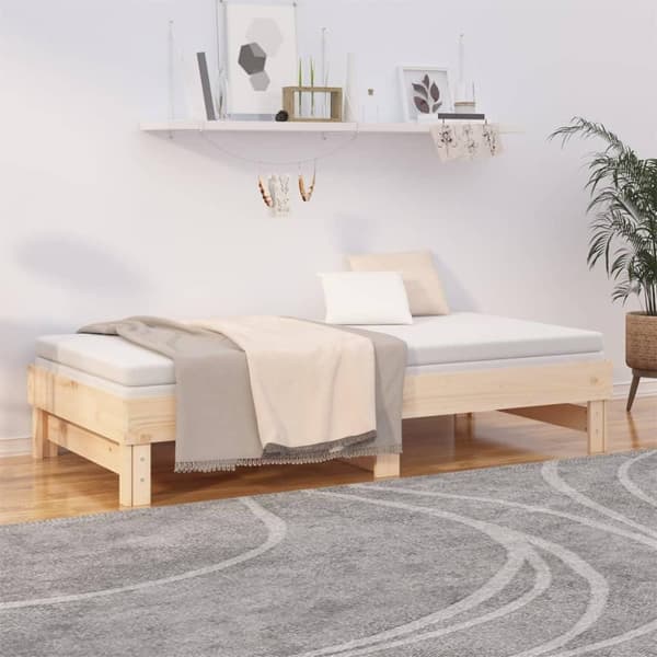vidaXL Sohvasänky ulosvedettävä 2x (90x190) cm täysi mänty
