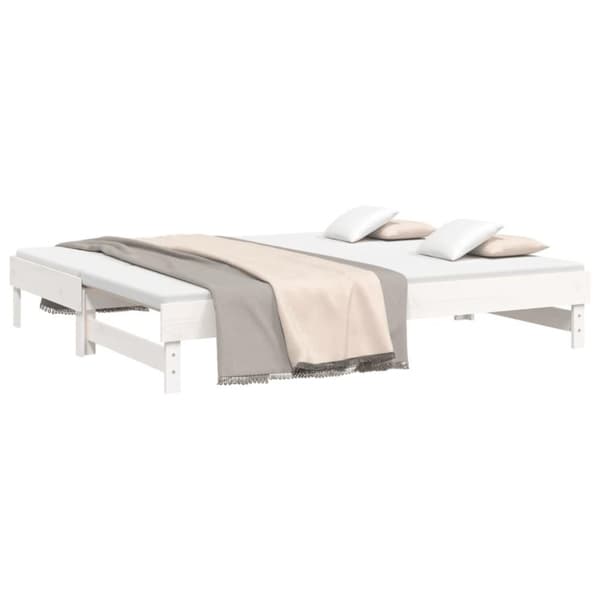 vidaXL Sohvasänky ulosvedettävä valkoinen 2x (90x200) cm täysi mänty