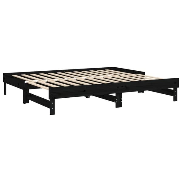 vidaXL Sohvasänky ulosvedettävä musta 2x (90x200) cm täysi mänty