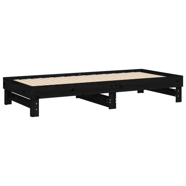vidaXL Sohvasänky ulosvedettävä musta 2x (90x200) cm täysi mänty