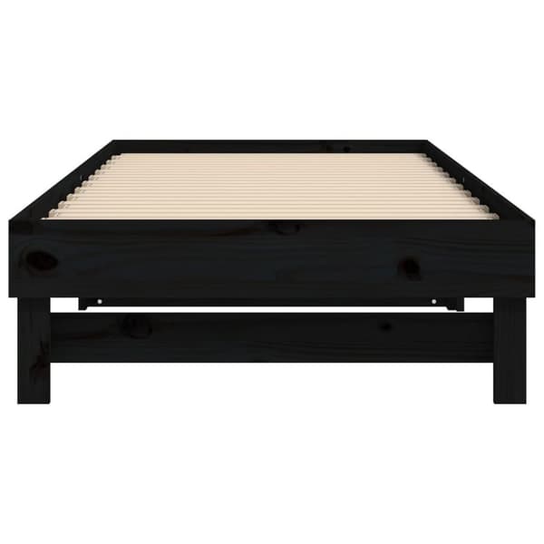 vidaXL Sohvasänky ulosvedettävä musta 2x (90x200) cm täysi mänty