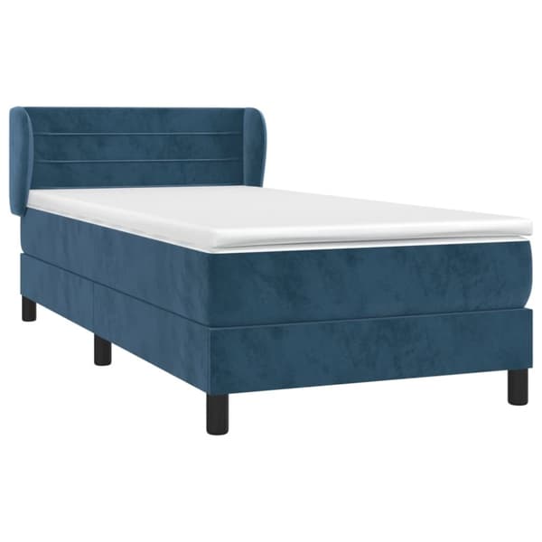 vidaXL Ramsäng med madrass mörkblå 90x190 cm sammet