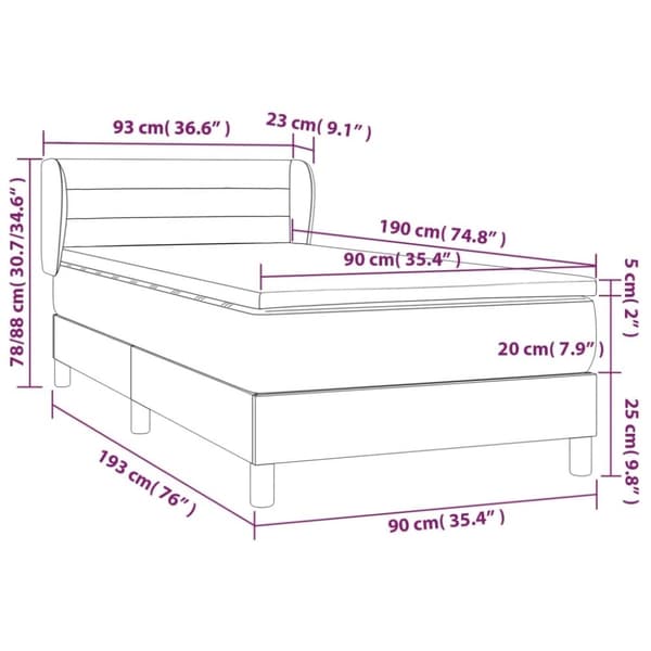 vidaXL Ramsäng med madrass mörkblå 90x190 cm sammet
