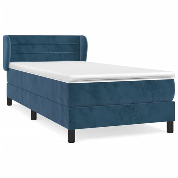 vidaXL Ramsäng med madrass mörkblå 90x190 cm sammet