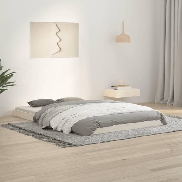 vidaXL Sängynrunko valkoinen 120x190 cm Small Double täysi mänty
