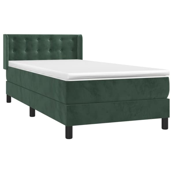 vidaXL Ramsäng med madrass mörkgrön 90x190 cm sammet