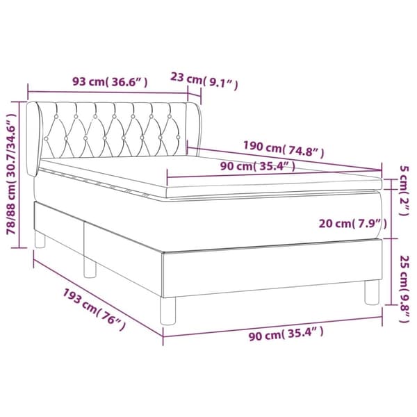 vidaXL Ramsäng med madrass mörkgrön 90x190 cm sammet
