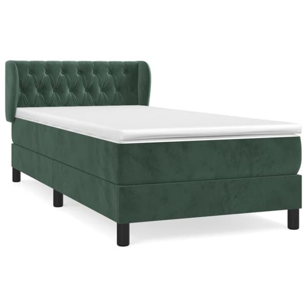 vidaXL Ramsäng med madrass mörkgrön 90x190 cm sammet