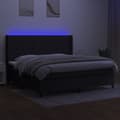 Miniatyrbild 3 av 8: vidaXL Ramsäng med madrass & LED svart 200x200 cm tyg