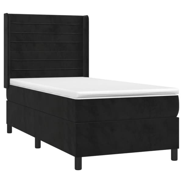vidaXL Ramsäng med madrass svart 100x200 cm sammet