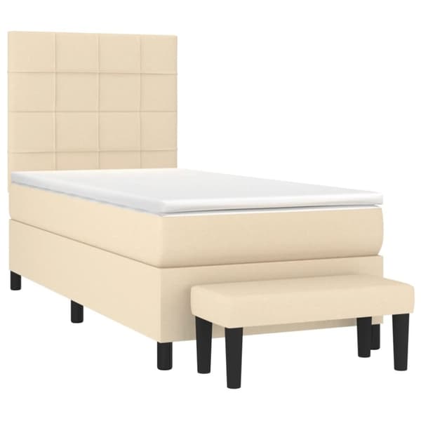 vidaXL Ramsäng med madrass gräddvit 100x200 cm tyg