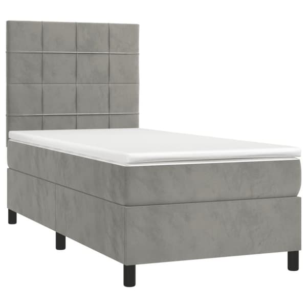 vidaXL Ramsäng med madrass ljusgrå 100x200 cm sammet