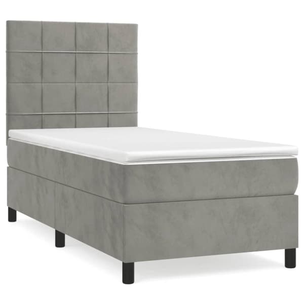 vidaXL Ramsäng med madrass ljusgrå 100x200 cm sammet