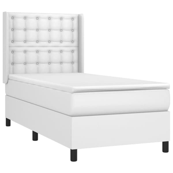 vidaXL Ramsäng med madrass vit 100x200 cm konstläder
