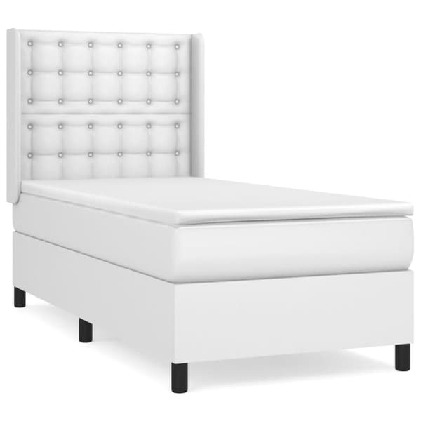 vidaXL Ramsäng med madrass vit 100x200 cm konstläder