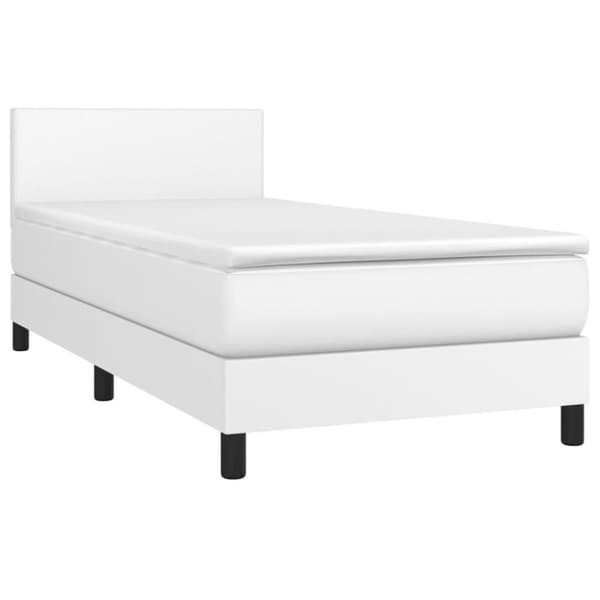 vidaXL Ramsäng med madrass & LED vit 100x200 cm konstläder