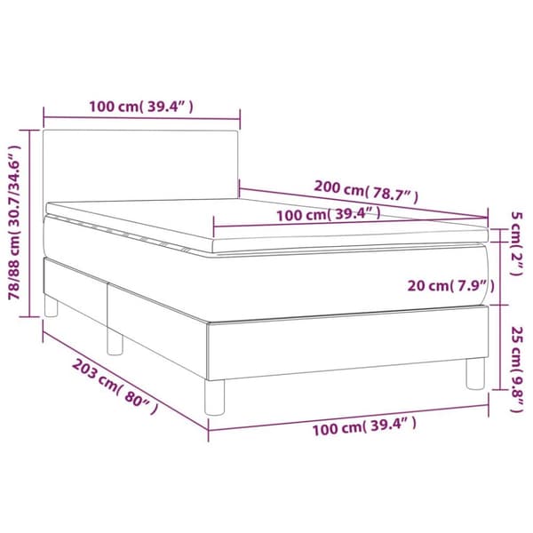 vidaXL Ramsäng med madrass & LED vit 100x200 cm konstläder