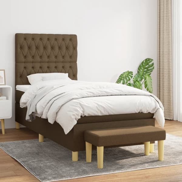 vidaXL Ramsäng med madrass mörkbrun 100x200 cm tyg