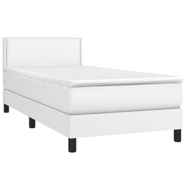 vidaXL Ramsäng med madrass & LED vit 100x200 cm konstläder